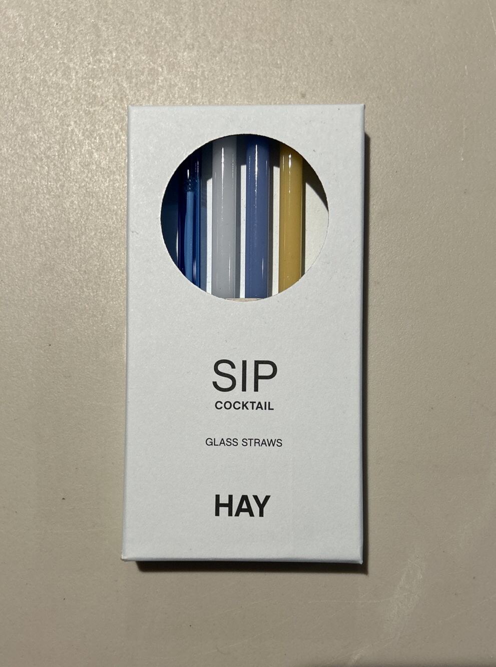 HAY Sip Cocktail Glass Straws Set of 4 Opaque Mix Reusable +Brush